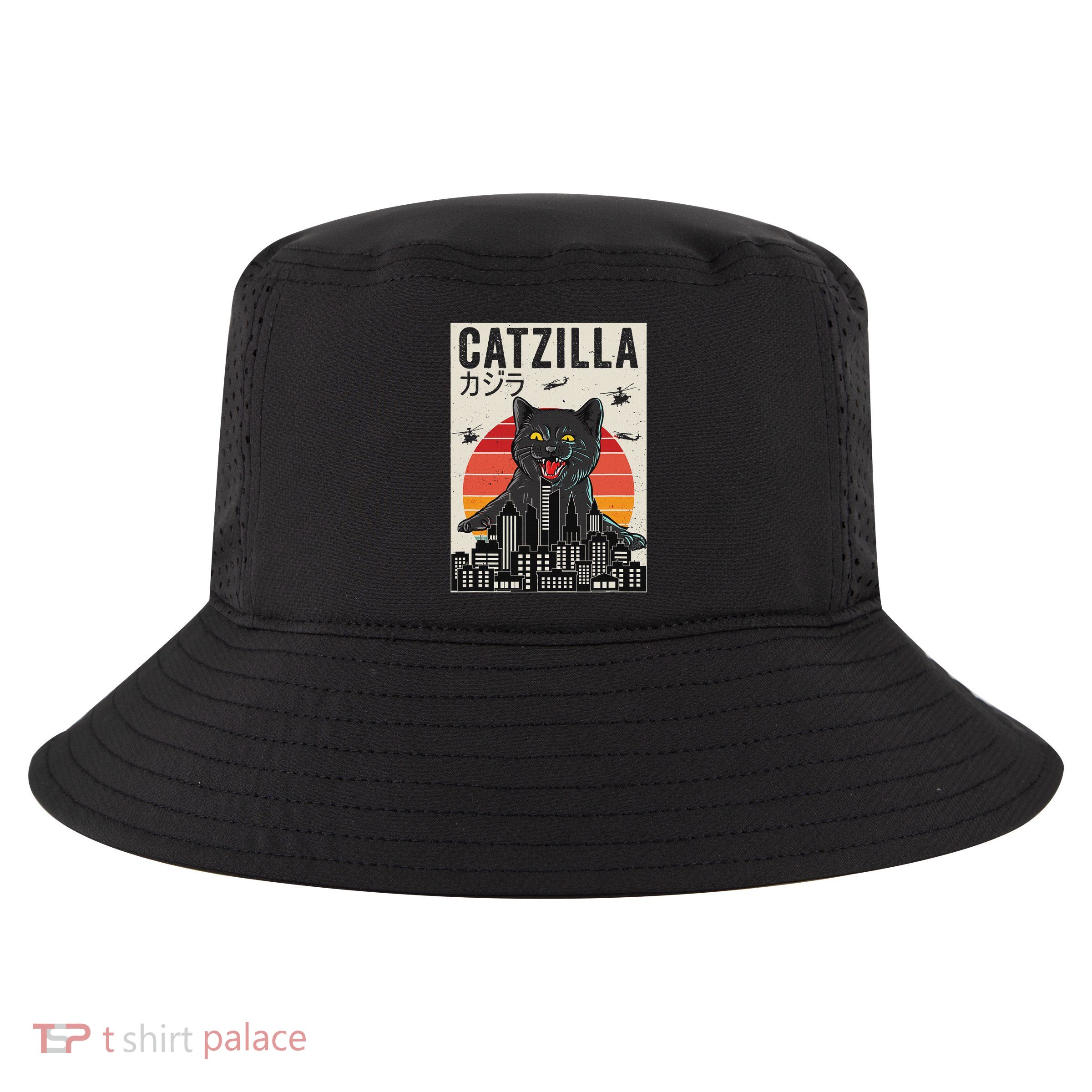 Japanese Catzilla Retro Anime Cat Cool Comfort Performance Bucket Hat