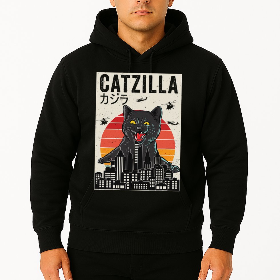 Japanese Catzilla Retro Anime Cat Hoodie