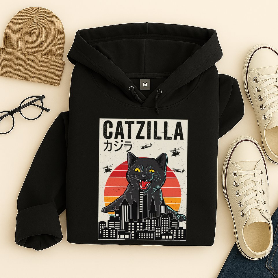 Japanese Catzilla Retro Anime Cat Hoodie