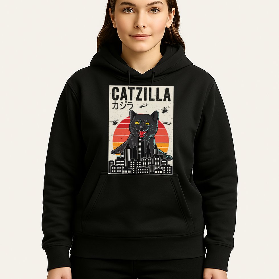 Japanese Catzilla Retro Anime Cat Hoodie
