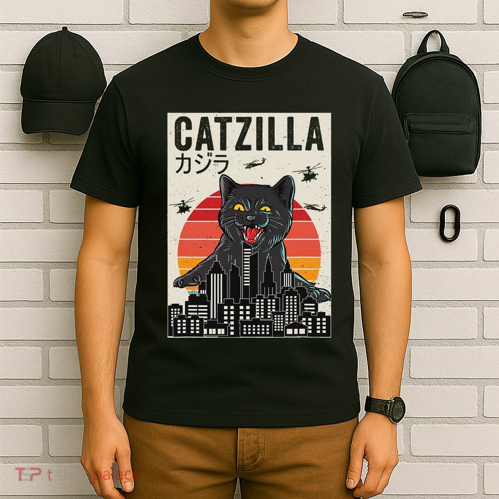 Japanese Catzilla Retro Anime Cat T-Shirt