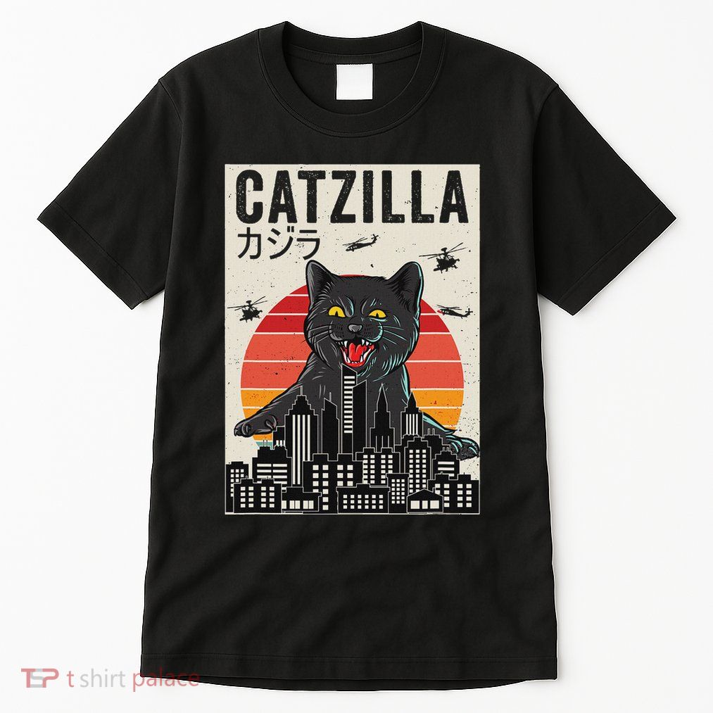 Japanese Catzilla Retro Anime Cat Tall T-Shirt
