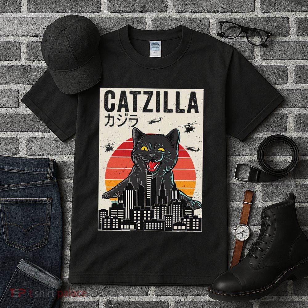 Japanese Catzilla Retro Anime Cat Tall T-Shirt