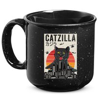 Japanese Catzilla Retro Anime Cat 15oz Campfire Ceramic Mug