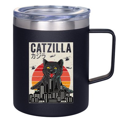 Japanese Catzilla Retro Anime Cat 12oz Stainless Steel Coffee Mug