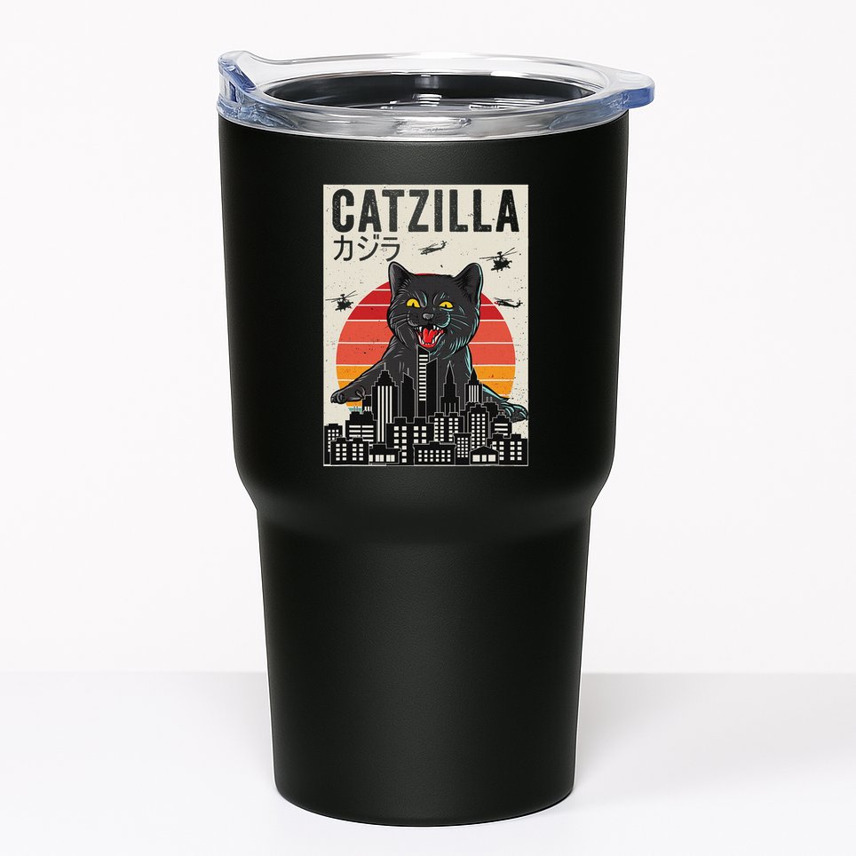 Japanese Catzilla Retro Anime Cat Tumbler