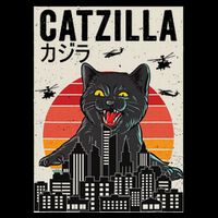 Japanese Catzilla Retro Anime Cat Youth Performance Sprint T-Shirt