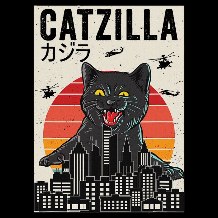 Japanese Catzilla Retro Anime Cat Youth Performance Sprint T-Shirt