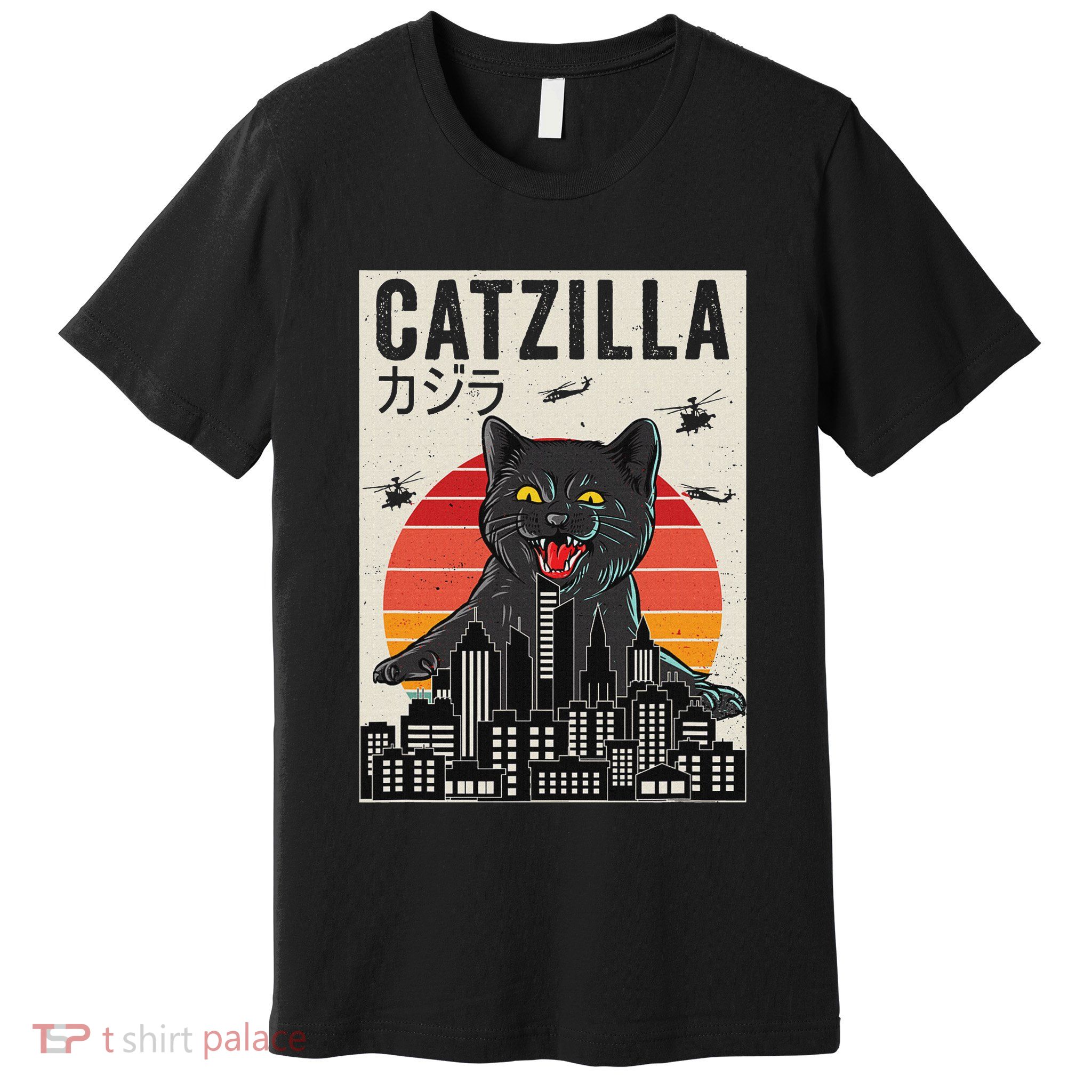 Japanese Catzilla Retro Anime Cat Premium T-Shirt