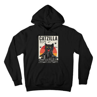 Japanese Catzilla Retro Anime Cat Tall Hoodie