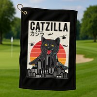 Japanese Catzilla Retro Anime Cat Golf Towel