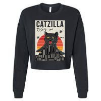 Japanese Catzilla Retro Anime Cat Cropped Pullover Crew