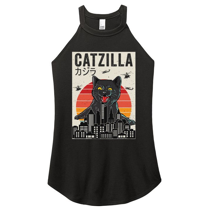 Japanese Catzilla Retro Anime Cat Women's Perfect Tri Rocker Tank