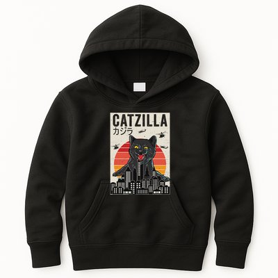 Japanese Catzilla Retro Anime Cat Kids Hoodie