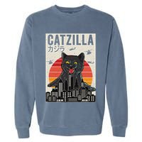 Japanese Catzilla Retro Anime Cat Garment-Dyed Sweatshirt