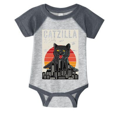 Japanese Catzilla Retro Anime Cat Infant Baby Jersey Bodysuit