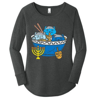 Jewish Cats Ra Kitten Anime Hanukkah Pajamas Chanukah PJs  Women's Perfect Tri Tunic Long Sleeve Shirt