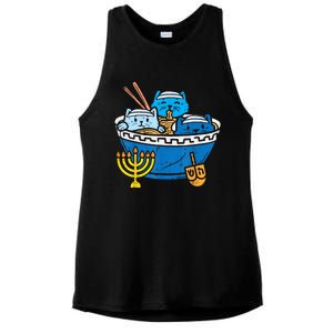 Jewish Cats Ramen Kitten Anime Hanukkah Pajamas Chanukah Ladies PosiCharge Tri-Blend Wicking Tank