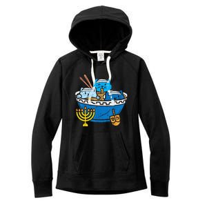 Jewish Cats Ramen Kitten Anime Hanukkah Pajamas Chanukah Women's Fleece Hoodie