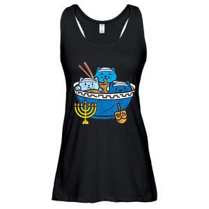 Jewish Cats Ramen Kitten Anime Hanukkah Pajamas Chanukah Ladies Essential Flowy Tank