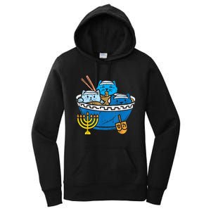 Jewish Cats Ramen Kitten Anime Hanukkah Pajamas Chanukah Women's Pullover Hoodie