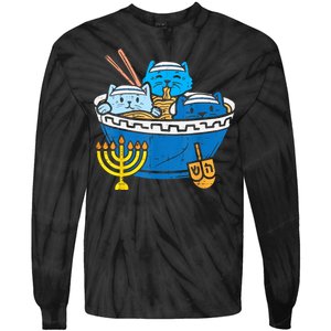 Jewish Cats Ramen Kitten Anime Hanukkah Pajamas Chanukah Tie-Dye Long Sleeve Shirt