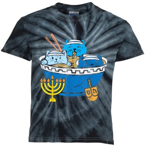 Jewish Cats Ramen Kitten Anime Hanukkah Pajamas Chanukah Kids Tie-Dye T-Shirt