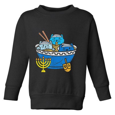 Jewish Cats Ramen Kitten Anime Hanukkah Pajamas Chanukah Pjs Toddler Sweatshirt