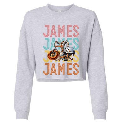 James Custom Rock Climbing Hobbyist Gift Cropped Pullover Crew