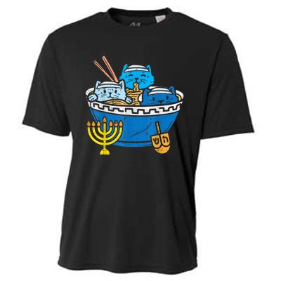 Jewish Cats Ra Kitten Anime Happy Hanukkah Pajamas Chanukah PJs Cooling Performance Crew T-Shirt