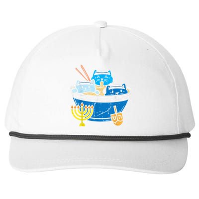 Jewish Cats Ra Kitten Anime Happy Hanukkah Pajamas Chanukah PJs Snapback Five-Panel Rope Hat