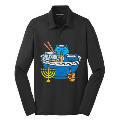 Jewish Cats Ra Kitten Anime Happy Hanukkah Pajamas Chanukah PJs Silk Touch Performance Long Sleeve Polo