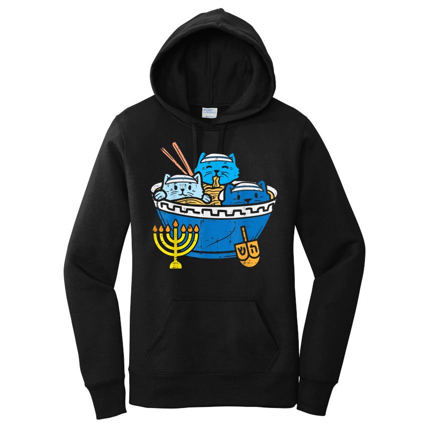 Jewish Cats Ra Kitten Anime Happy Hanukkah Pajamas Chanukah PJs Women's Pullover Hoodie