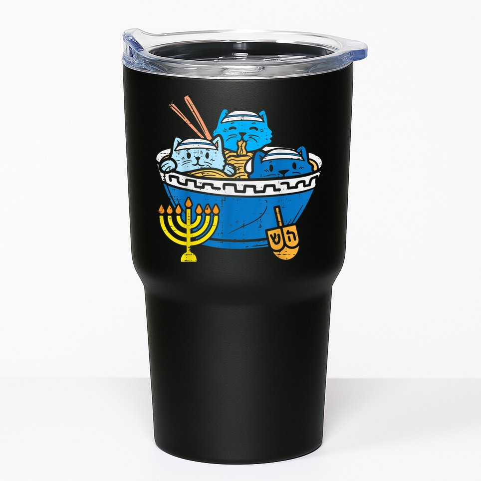Jewish Cats Ra Kitten Anime Happy Hanukkah Pajamas Chanukah PJs Tumbler