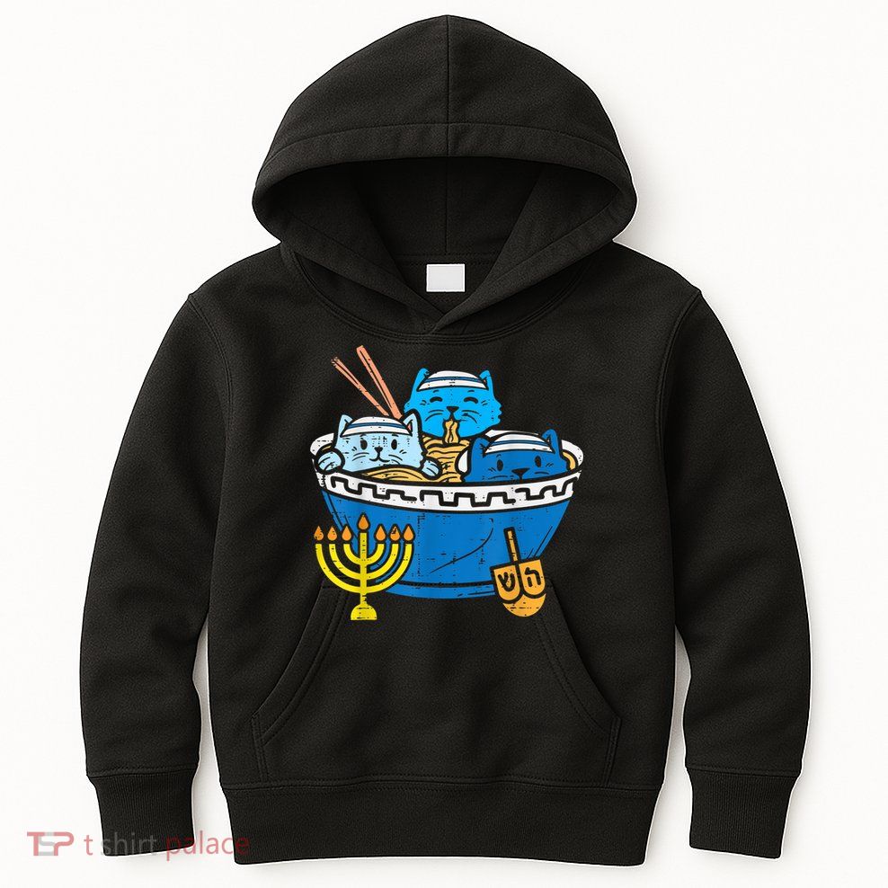 Jewish Cats Ra Kitten Anime Happy Hanukkah Pajamas Chanukah PJs Kids Hoodie