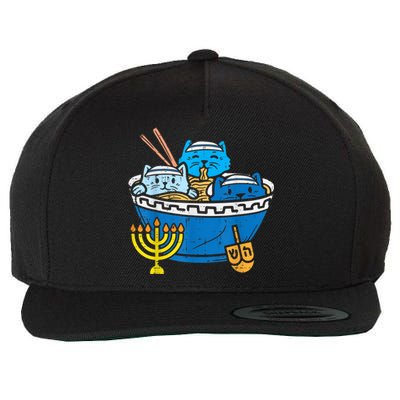 Jewish Cats Ra Kitten Anime Happy Hanukkah Pajamas Chanukah PJs Wool Snapback Cap