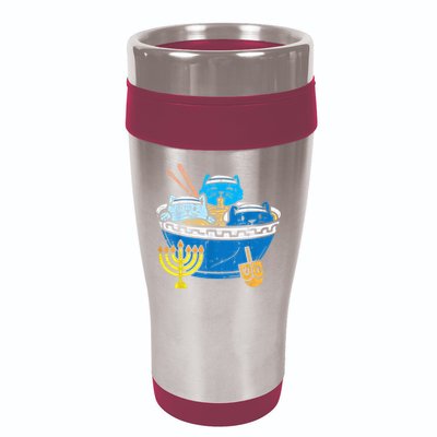 Jewish Cats Ra Kitten Anime Happy Hanukkah Pajamas Chanukah PJs 16oz Travel Tumbler