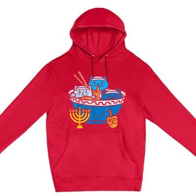 Jewish Cats Ra Kitten Anime Happy Hanukkah Pajamas Chanukah PJs Premium Pullover Hoodie