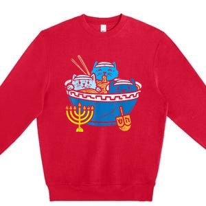 Jewish Cats Ra Kitten Anime Happy Hanukkah Pajamas Chanukah PJs Premium Crewneck Sweatshirt