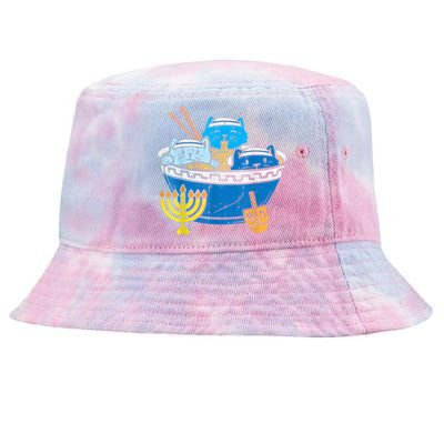 Jewish Cats Ra Kitten Anime Happy Hanukkah Pajamas Chanukah PJs Tie-Dyed Bucket Hat