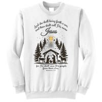 Jesus Christmas She Shall Bring Forth A Son Nativity Scene Sweatshirt