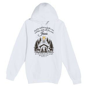 Jesus Christmas She Shall Bring Forth A Son Nativity Scene Premium Pullover Hoodie