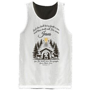 Jesus Christmas She Shall Bring Forth A Son Nativity Scene Mesh Reversible Basketball Jersey Tank