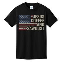 Jesus Coffee & Sawdust Christian Carpenter Woodworking Usa Kids T-Shirt