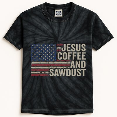 Jesus Coffee & Sawdust Christian Carpenter Woodworking Usa Kids Tie-Dye T-Shirt