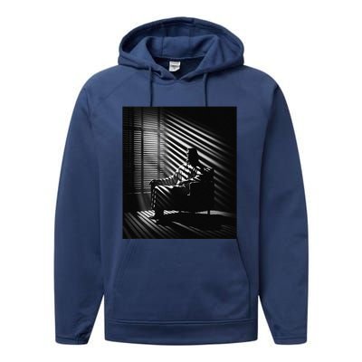 Jesus Christ Sitting In A Chair Film Noir Atmosphere Performance Fleece Hoodie