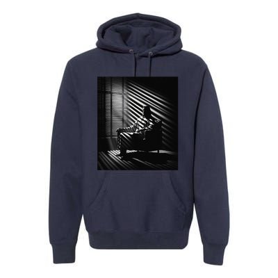 Jesus Christ Sitting In A Chair Film Noir Atmosphere Premium Hoodie