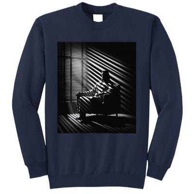 Jesus Christ Sitting In A Chair Film Noir Atmosphere Tall Sweatshirt