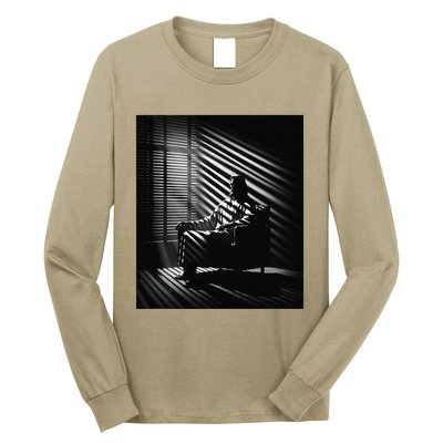 Jesus Christ Sitting In A Chair Film Noir Atmosphere Long Sleeve Shirt