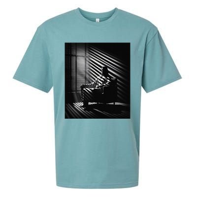 Jesus Christ Sitting In A Chair Film Noir Atmosphere Sueded Cloud Jersey T-Shirt